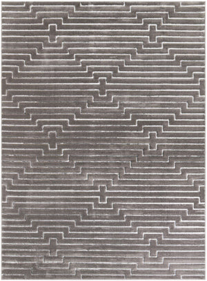 Gray and Silver 9' x 12' Vogue Geo Rectangle Area Rug Geometric Glam Style Shiny Accents Carpet Mat for Unique Interior Design & Home Decor for Sale at Rug Engine