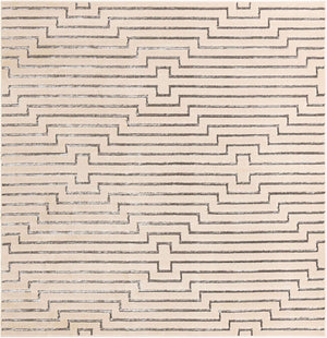 White and Silver 10' x 10' Vogue Geo Square Area Rug Geometric Glam Style Shiny Accents Carpet Mat for Unique Interior Design & Home Decor for Sale at Rug Engine
