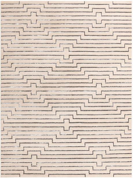 White and Silver 10' x 13' 1 Vogue Geo Rectangle Area Rug Geometric Glam Style Shiny Accents Carpet Mat for Unique Interior Design & Home Decor for Sale at Rug Engine