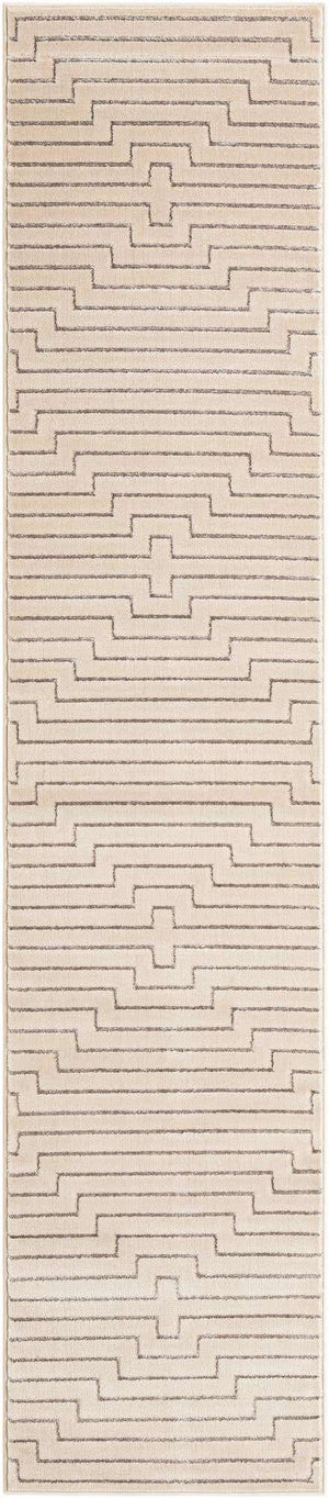 White and Silver 2' 7 x 12' Vogue Geo Runner Area Rug Geometric Glam Style Shiny Accents Carpet Mat for Unique Interior Design & Home Decor for Sale at Rug Engine
