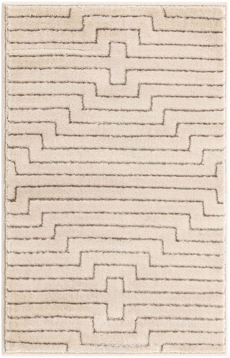 White and Silver 2' x 3' 1 Vogue Geo Rectangle Area Rug Geometric Glam Style Shiny Accents Carpet Mat for Unique Interior Design & Home Decor for Sale at Rug Engine