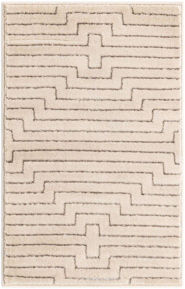 White and Silver 2' x 3' 1 Vogue Geo Rectangle Area Rug Geometric Glam Style Shiny Accents Carpet Mat for Unique Interior Design & Home Decor for Sale at Rug Engine
