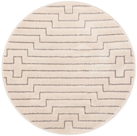 White and Silver 3' 1 x 3' 1 Vogue Geo Round Area Rug Geometric Glam Style Shiny Accents Carpet Mat for Unique Interior Design & Home Decor for Sale at Rug Engine