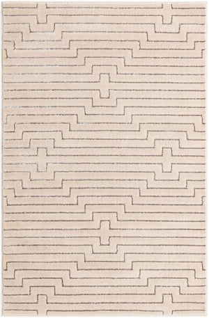 White and Silver 4' 1 x 6' 1 Vogue Geo Rectangle Area Rug Geometric Glam Style Shiny Accents Carpet Mat for Unique Interior Design & Home Decor for Sale at Rug Engine