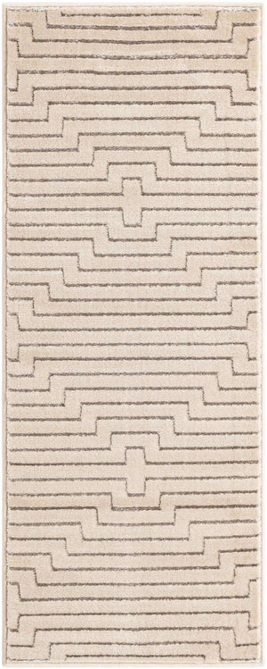 White and Silver 2' x 5' 1 Vogue Geo Runner Area Rug Geometric Glam Style Shiny Accents Carpet Mat for Unique Interior Design & Home Decor for Sale at Rug Engine