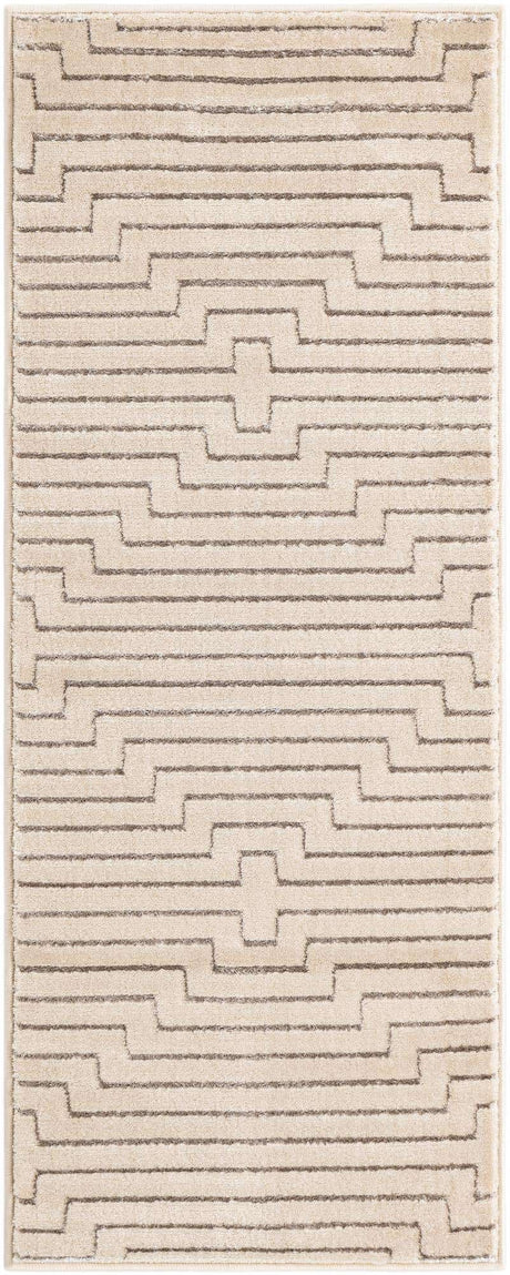 White and Silver 2' x 5' 1 Vogue Geo Runner Area Rug Geometric Glam Style Shiny Accents Carpet Mat for Unique Interior Design & Home Decor for Sale at Rug Engine
