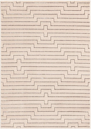 White and Silver 5' 3 x 7' 1 Vogue Geo Rectangle Area Rug Geometric Glam Style Shiny Accents Carpet Mat for Unique Interior Design & Home Decor for Sale at Rug Engine