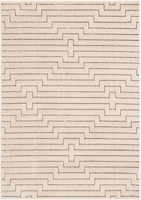 White and Silver 5' 3 x 7' 1 Vogue Geo Rectangle Area Rug Geometric Glam Style Shiny Accents Carpet Mat for Unique Interior Design & Home Decor for Sale at Rug Engine