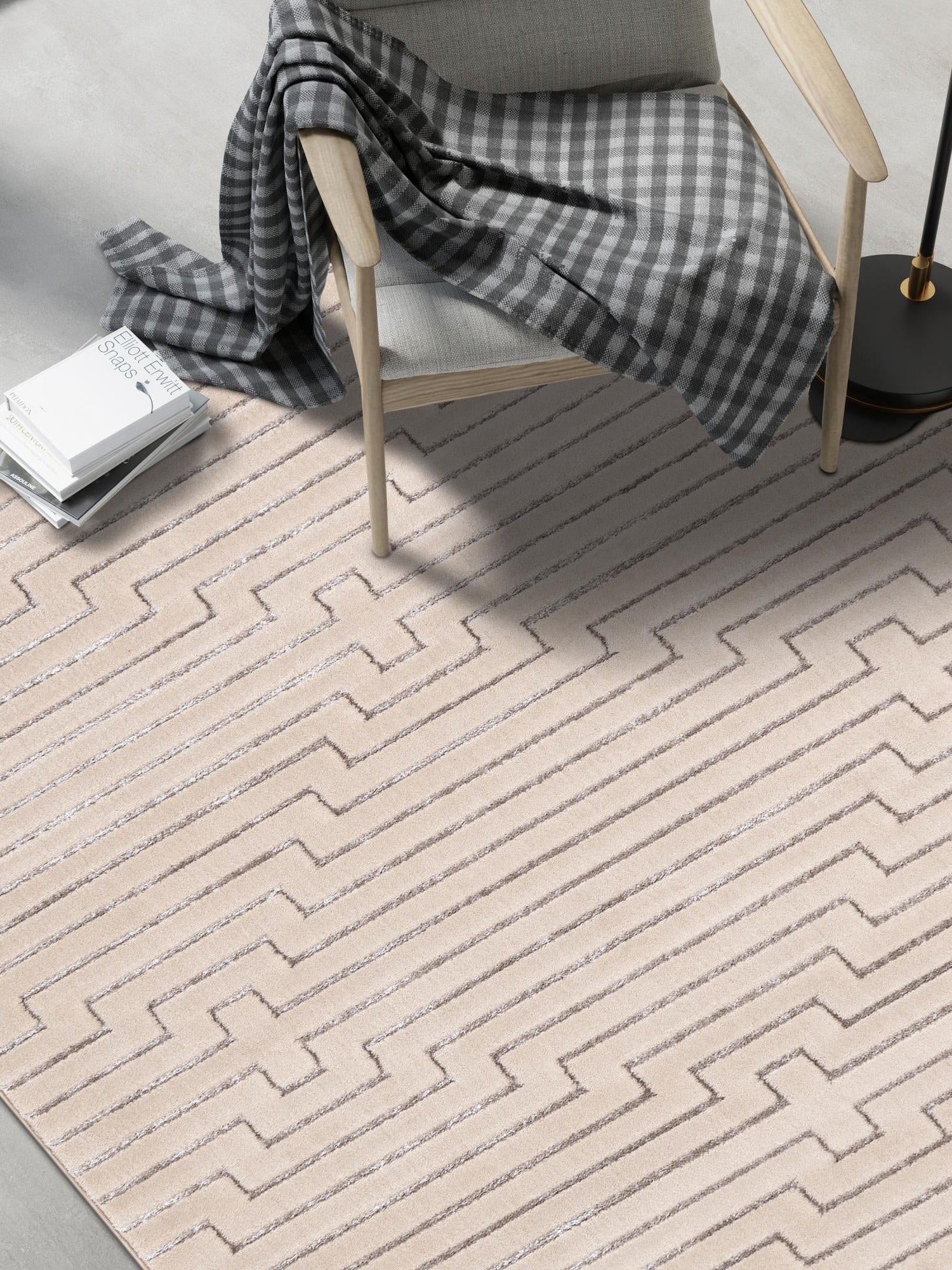 White and Silver 7' 10 x 10' Vogue Geo Rectangle Area Rug Geometric Glam Style Shiny Accents Carpet Mat for Unique Interior Design & Home Decor for Sale at Rug Engine