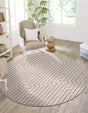 White and Silver 7' 10 x 7' 10 Vogue Geo Round Area Rug Geometric Glam Style Shiny Accents Carpet Mat for Unique Interior Design & Home Decor for Sale at Rug Engine