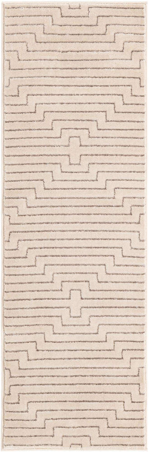 White and Silver 2' x 6' 1 Vogue Geo Runner Area Rug Geometric Glam Style Shiny Accents Carpet Mat for Unique Interior Design & Home Decor for Sale at Rug Engine