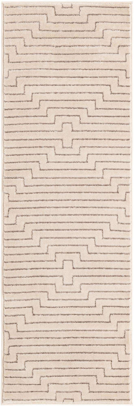 White and Silver 2' x 6' 1 Vogue Geo Runner Area Rug Geometric Glam Style Shiny Accents Carpet Mat for Unique Interior Design & Home Decor for Sale at Rug Engine