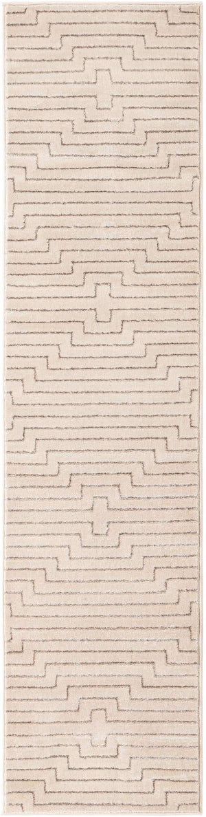 White and Silver 2' x 8' Vogue Geo Runner Area Rug Geometric Glam Style Shiny Accents Carpet Mat for Unique Interior Design & Home Decor for Sale at Rug Engine