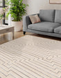 White and Silver 10' x 10' Vogue Geo Square Area Rug Geometric Glam Style Shiny Accents Carpet Mat for Unique Interior Design & Home Decor for Sale at Rug Engine