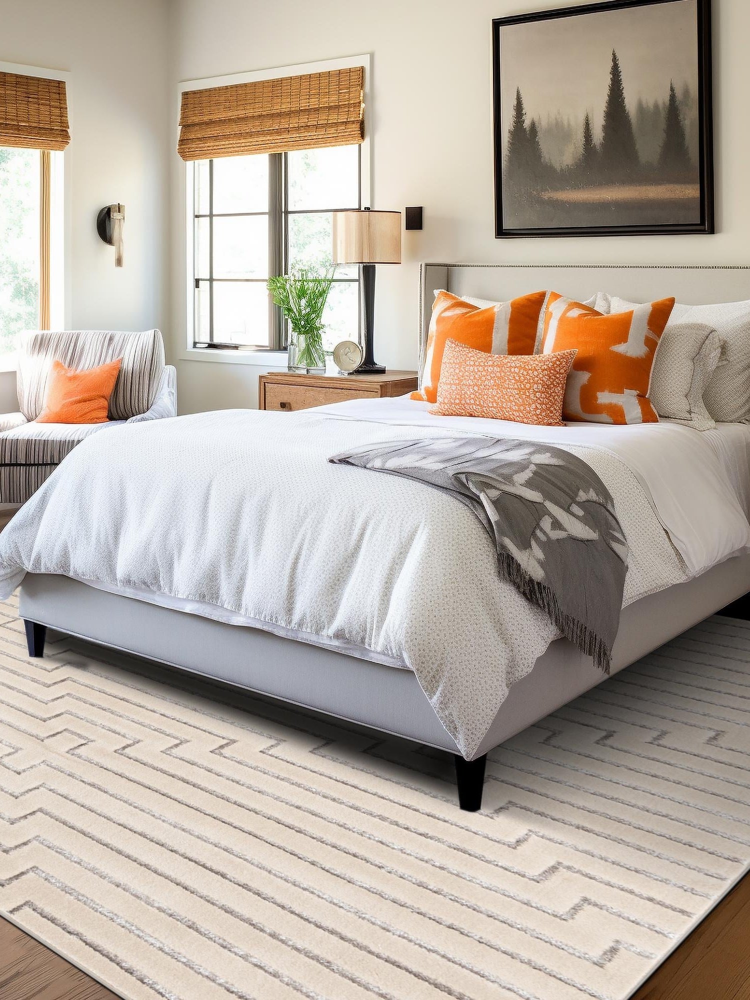 White and Silver 7' 10 x 7' 10 Vogue Geo Square Area Rug Geometric Glam Style Shiny Accents Carpet Mat for Unique Interior Design & Home Decor for Sale at Rug Engine