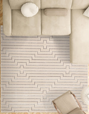 White and Silver 10' x 10' Vogue Geo Square Area Rug Geometric Glam Style Shiny Accents Carpet Mat for Unique Interior Design & Home Decor for Sale at Rug Engine