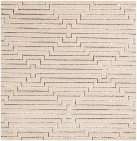 White and Silver 7' 10 x 7' 10 Vogue Geo Square Area Rug Geometric Glam Style Shiny Accents Carpet Mat for Unique Interior Design & Home Decor for Sale at Rug Engine