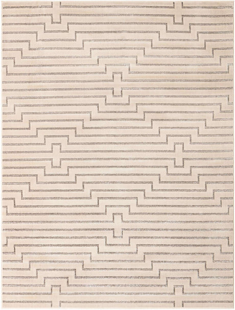 White and Silver 7' 10 x 10' Vogue Geo Rectangle Area Rug Geometric Glam Style Shiny Accents Carpet Mat for Unique Interior Design & Home Decor for Sale at Rug Engine