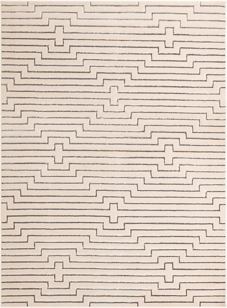 White and Silver 9' x 12' Vogue Geo Rectangle Area Rug Geometric Glam Style Shiny Accents Carpet Mat for Unique Interior Design & Home Decor for Sale at Rug Engine
