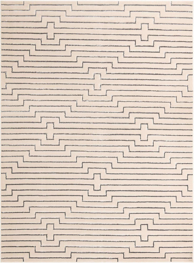 White and Silver 9' x 12' Vogue Geo Rectangle Area Rug Geometric Glam Style Shiny Accents Carpet Mat for Unique Interior Design & Home Decor for Sale at Rug Engine