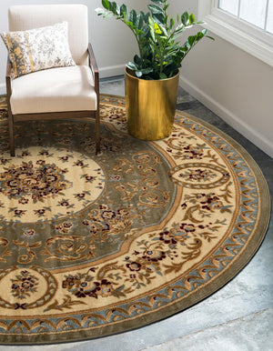 Green 7' 10 x 7' 10 Versailles Round Area Rug