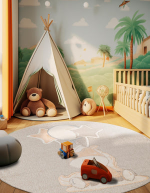 Peach Blossom 5' 1 x 5' 1 Whimsy Kids Round Rug