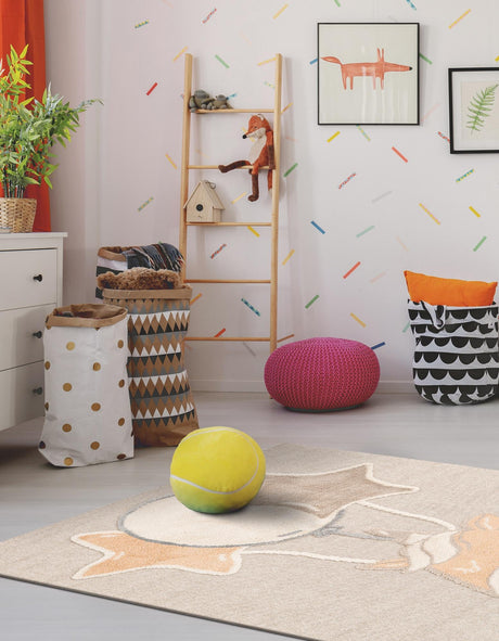 Peach Blossom 6' 1 x 9' Whimsy Kids Rectangle Area Rug for Baby Nursery, Toddler Playroom,  Bedrooms Playful Fun Design Easy Clean Carpet for Sale at Rug Engine