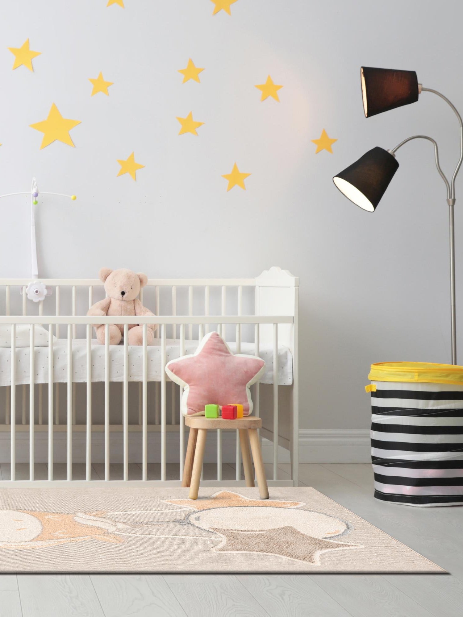 Peach Blossom 6' 1 x 9' Whimsy Kids Rectangle Area Rug for Baby Nursery, Toddler Playroom, Bedrooms