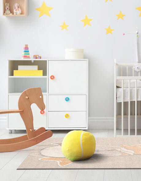 Peach Blossom 5' 1 x 7' 1 Whimsy Kids Rectangle Area Rug for Baby Nursery, Toddler Playroom,  Bedrooms Playful Fun Design Easy Clean Carpet for Sale at Rug Engine