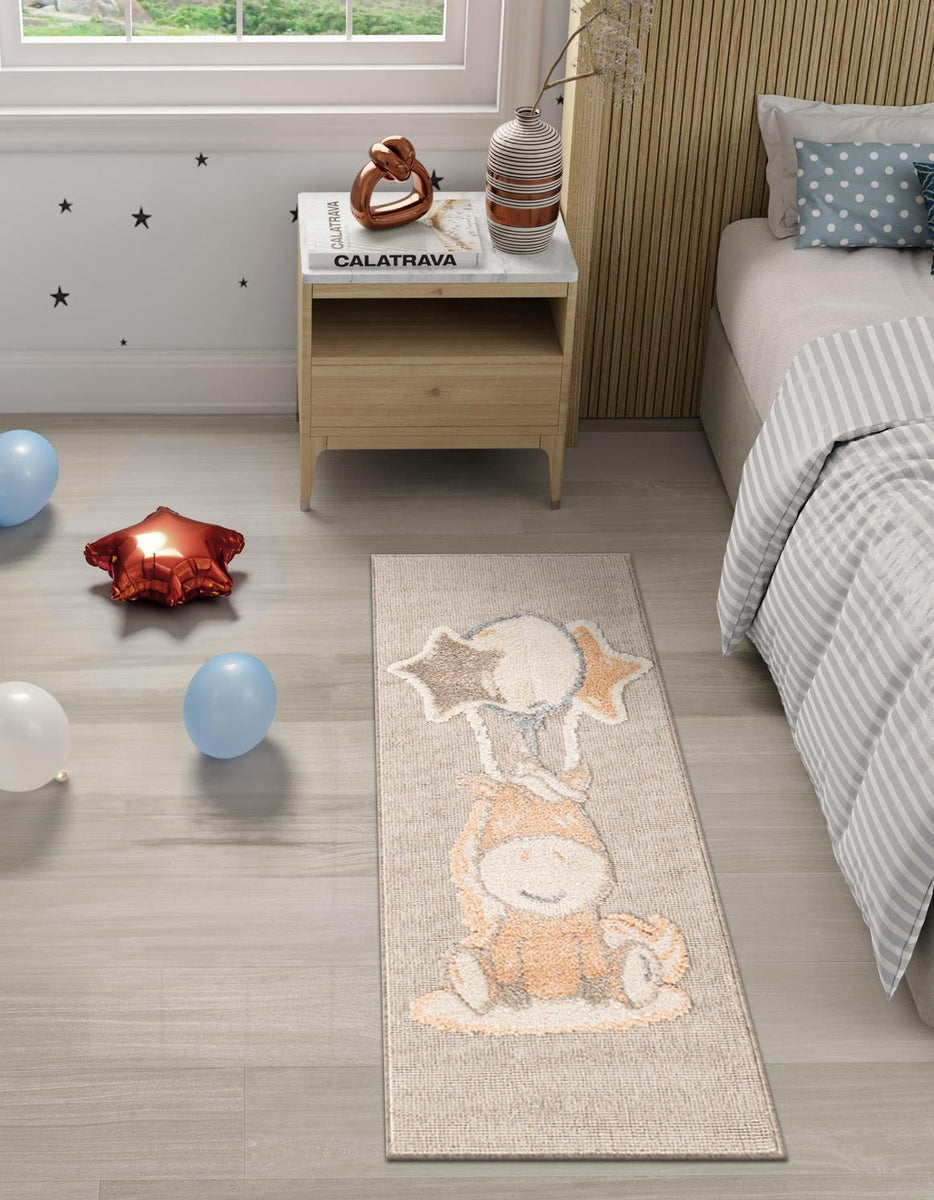 Peach Blossom 2' 7 x 6' 1 Whimsy Kids Runner Area Rug for Baby Nursery ...