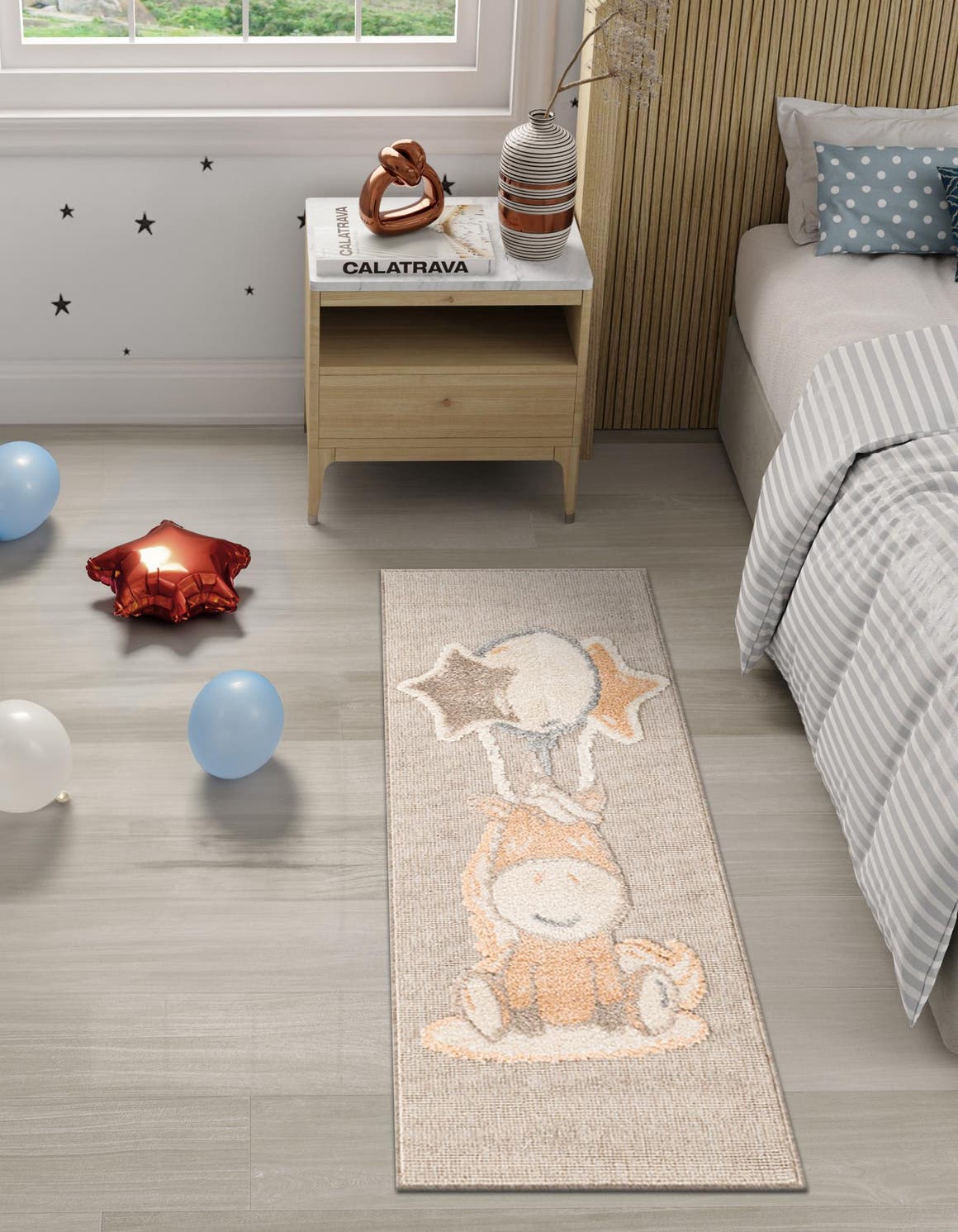 Peach Blossom 2' 7 x 8' Whimsy Kids Runner Area Rug for Baby Nursery, Toddler Playroom,  Bedrooms Playful Fun Design Easy Clean Carpet for Sale at Rug Engine