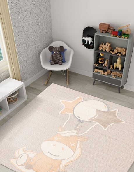 Peach Blossom 7' 10 x 7' 10 Whimsy Kids Square Area Rug for Baby Nursery, Toddler Playroom,  Bedrooms Playful Fun Design Easy Clean Carpet for Sale at Rug Engine
