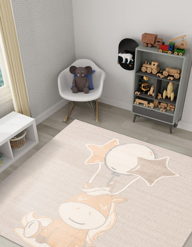 Peach Blossom 8' x 8' Whimsy Kids Square Rug