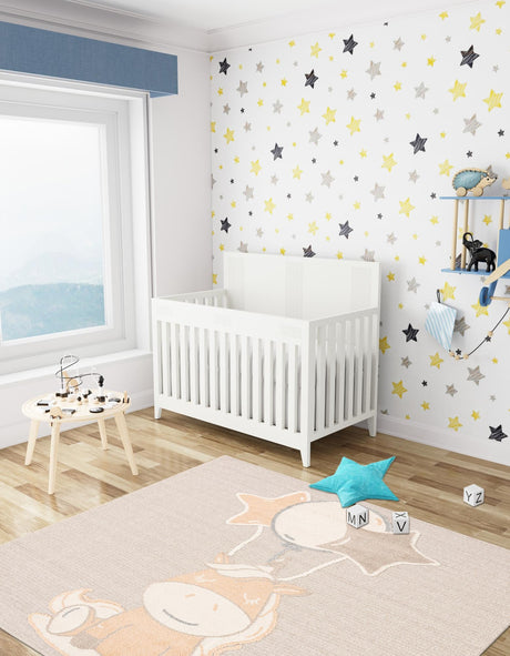 Peach Blossom 7' 10 x 7' 10 Whimsy Kids Square Area Rug for Baby Nursery, Toddler Playroom,  Bedrooms Playful Fun Design Easy Clean Carpet for Sale at Rug Engine