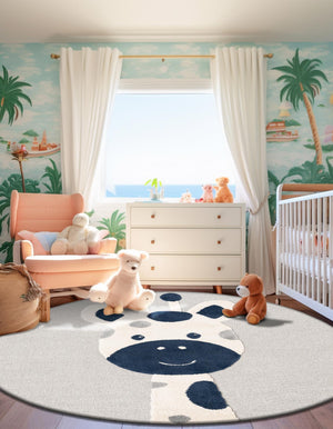 Gray 3' 1 x 3' 1 Whimsy Kids Round Rug