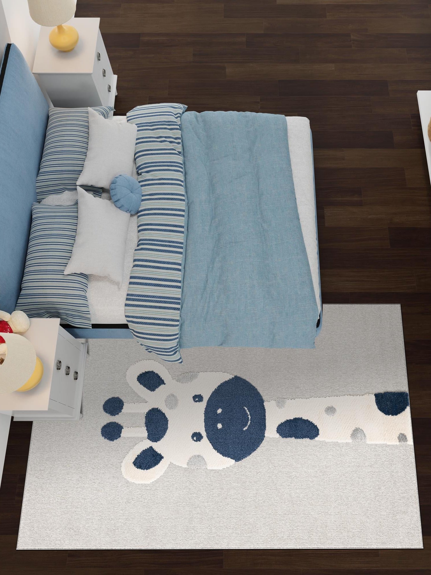 Gray 5' 3 x 8' Whimsy Kids Rectangle Area Rug for Baby Nursery, Toddler Playroom, Bedrooms