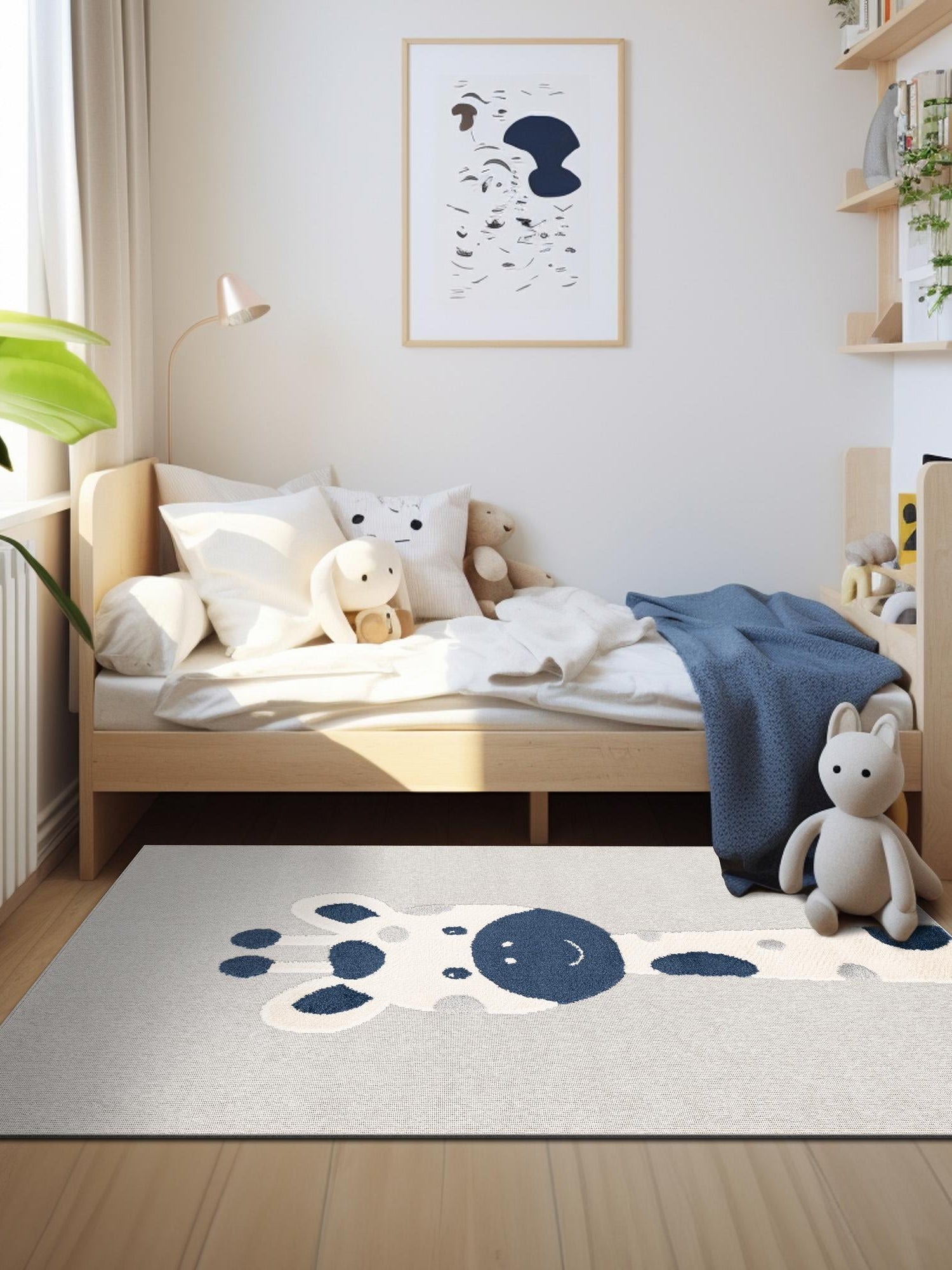 Gray 6' 1 x 9' Whimsy Kids Rectangle Area Rug for Baby Nursery, Toddler Playroom,  Bedrooms Playful Fun Design Easy Clean Carpet for Sale at Rug Engine