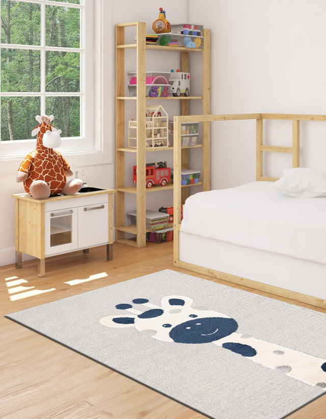 Gray 5' 3 x 8' Whimsy Kids Rectangle Rug