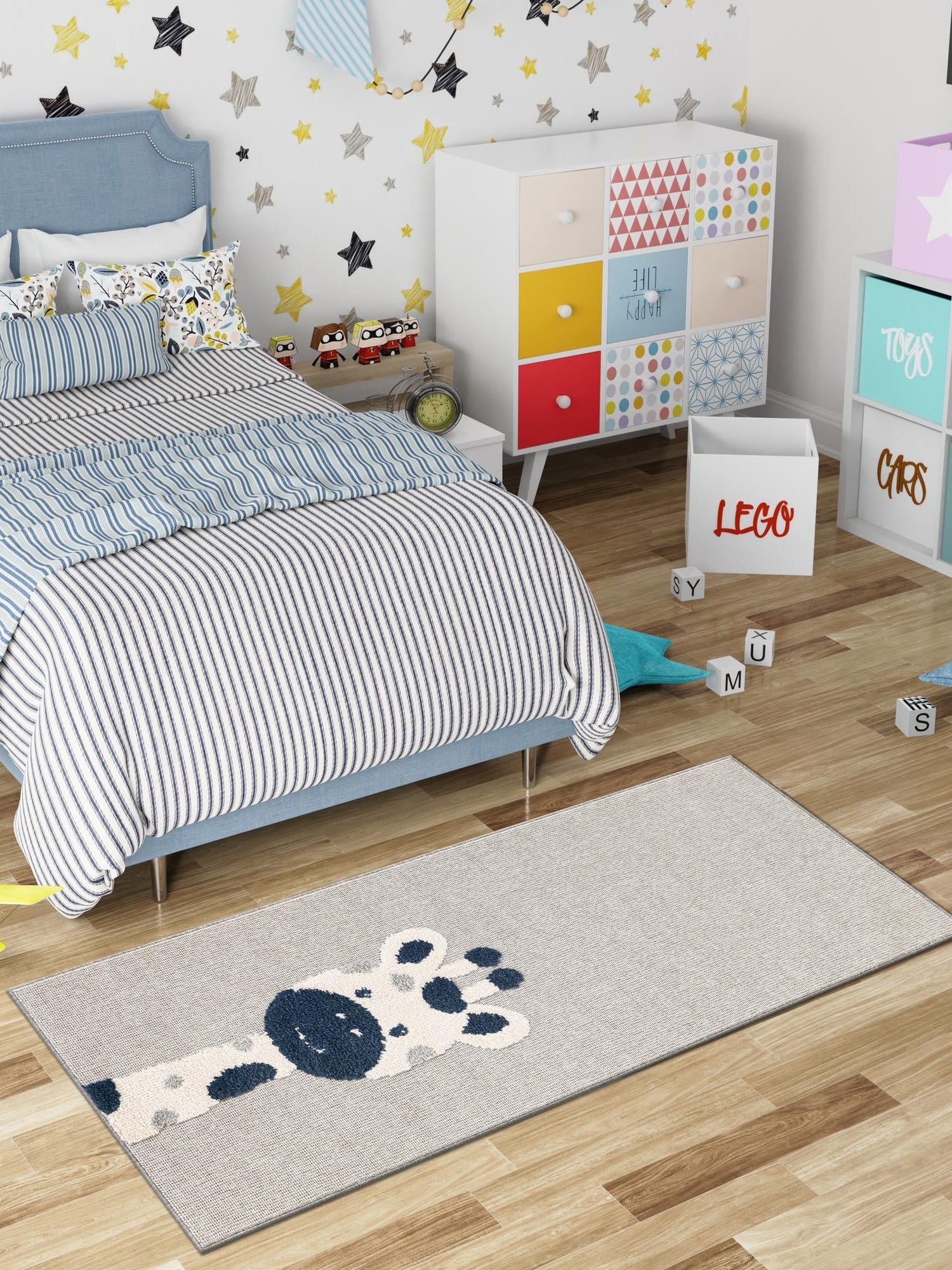 Gray 2' 7 x 6' 1 Whimsy Kids Runner Area Rug for Baby Nursery, Toddler Playroom,  Bedrooms Playful Fun Design Easy Clean Carpet for Sale at Rug Engine