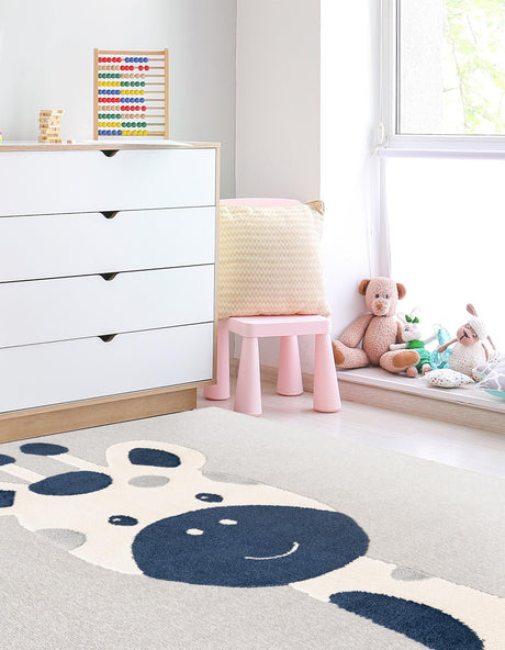 Gray 8' x 8' Whimsy Kids Square Rug