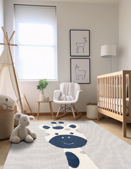 Gray 7' 10 x 7' 10 Whimsy Kids Square Area Rug for Baby Nursery, Toddler Playroom,  Bedrooms Playful Fun Design Easy Clean Carpet for Sale at Rug Engine