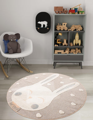 Peach Blossom 5' 1 x 5' 1 Whimsy Kids Round Rug