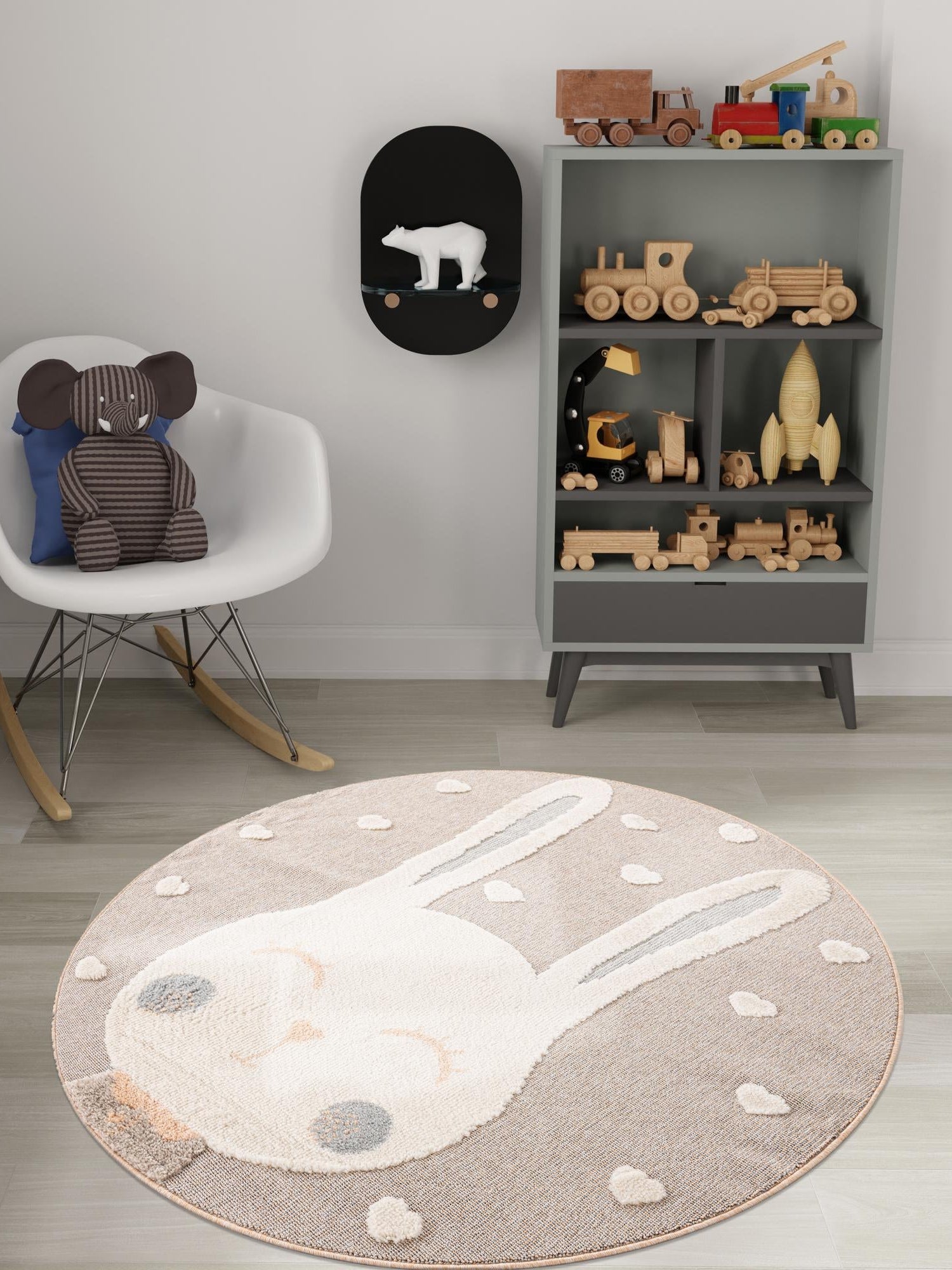 Peach Blossom 7' 1 x 7' 1 Whimsy Kids Round Area Rug for Baby Nursery, Toddler Playroom,  Bedrooms Playful Fun Design Easy Clean Carpet for Sale at Rug Engine