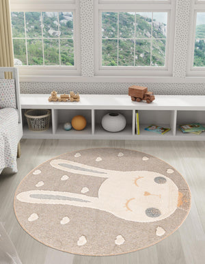 Peach Blossom 5' 1 x 5' 1 Whimsy Kids Round Rug
