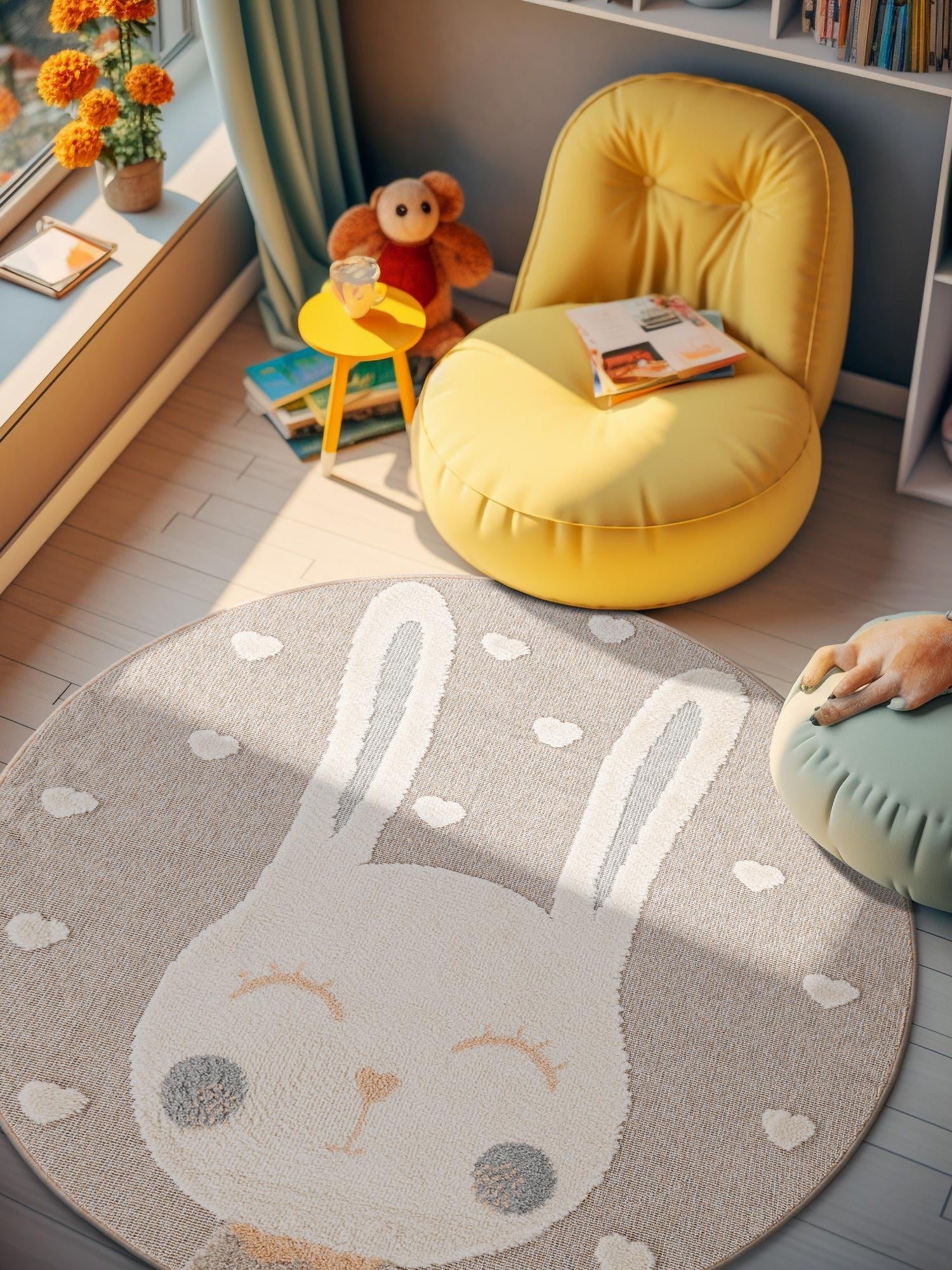 Peach Blossom 3' 1 x 3' 1 Whimsy Kids Round Area Rug for Baby Nursery, Toddler Playroom,  Bedrooms Playful Fun Design Easy Clean Carpet for Sale at Rug Engine