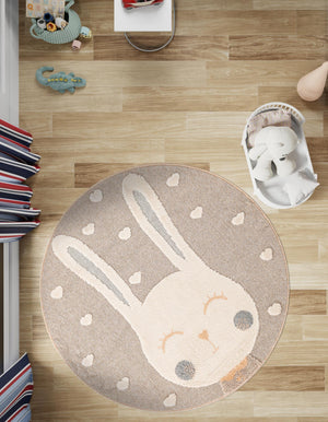 Peach Blossom 5' 1 x 5' 1 Whimsy Kids Round Rug