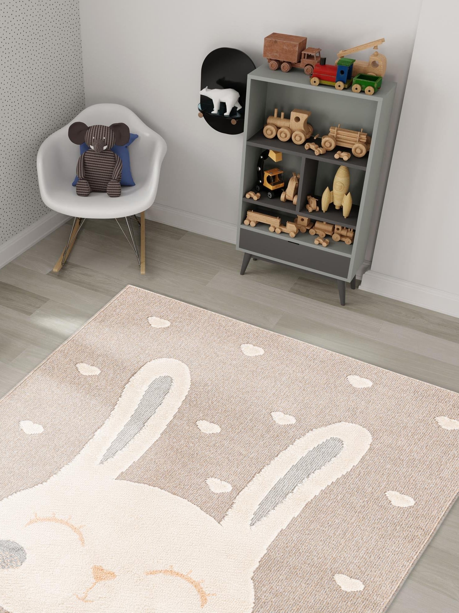 Peach Blossom 5' 3 x 8' Whimsy Kids Rectangle Area Rug for Baby Nursery, Toddler Playroom, Bedrooms