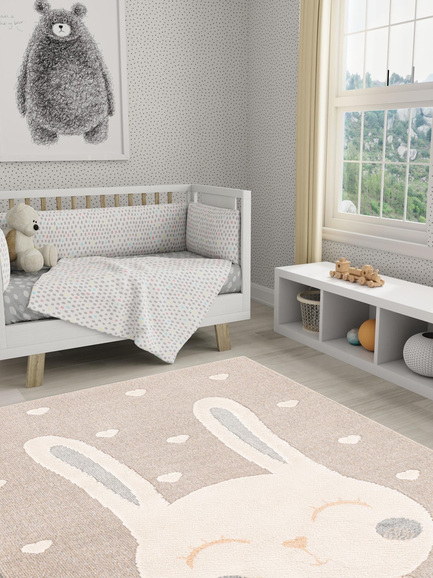 Peach Blossom 5' 3 x 8' Whimsy Kids Rectangle Area Rug for Baby Nursery, Toddler Playroom, Bedrooms