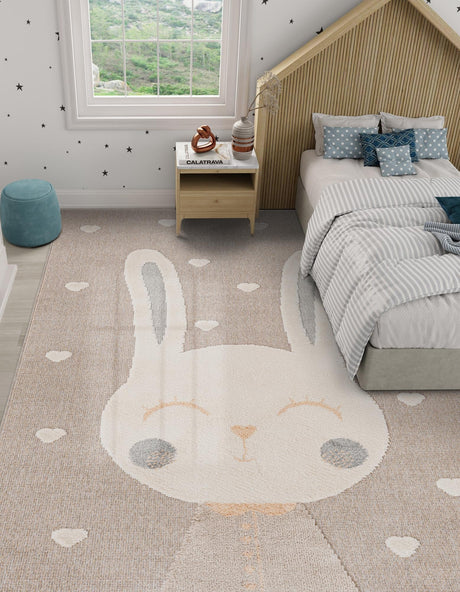 Peach Blossom 4' 1 x 6' 1 Whimsy Kids Rectangle Area Rug for Baby Nursery, Toddler Playroom,  Bedrooms Playful Fun Design Easy Clean Carpet for Sale at Rug Engine