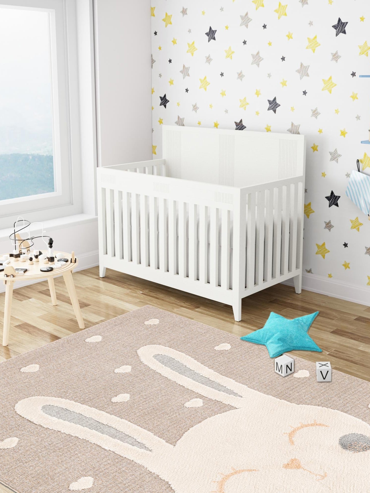 Peach Blossom 9' x 12' Whimsy Kids Rectangle Area Rug for Baby Nursery, Toddler Playroom,  Bedrooms Playful Fun Design Easy Clean Carpet for Sale at Rug Engine